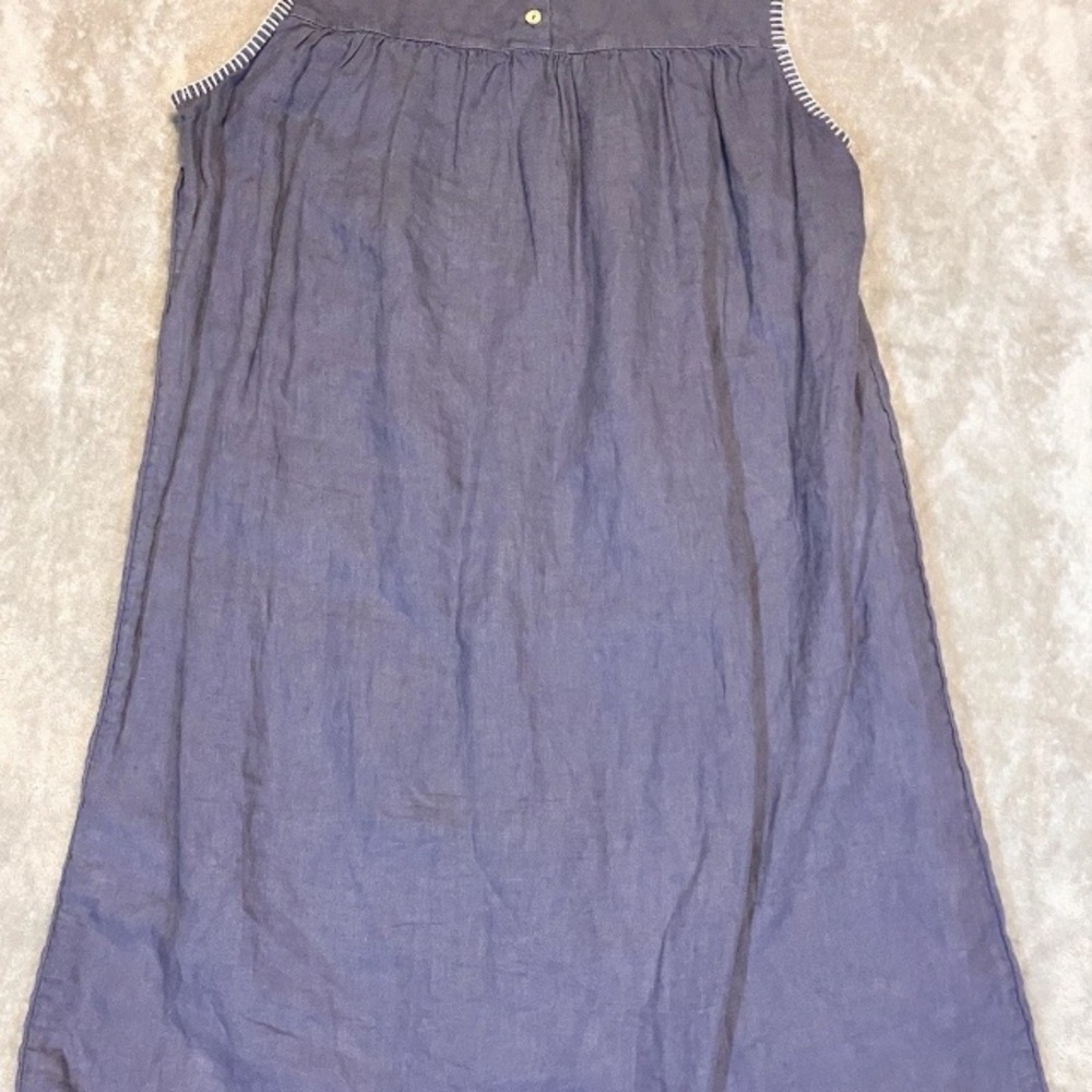 C&C California Blue Embroidered Linen Sleeveless Costal Cottage Tunic Dress - Picture 2 of 10